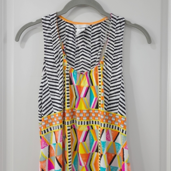 TRINA TURK Multicolor Geometric Pattern Sleeveless Dress, Beach Cover Up, Size S - Picture 3 of 16